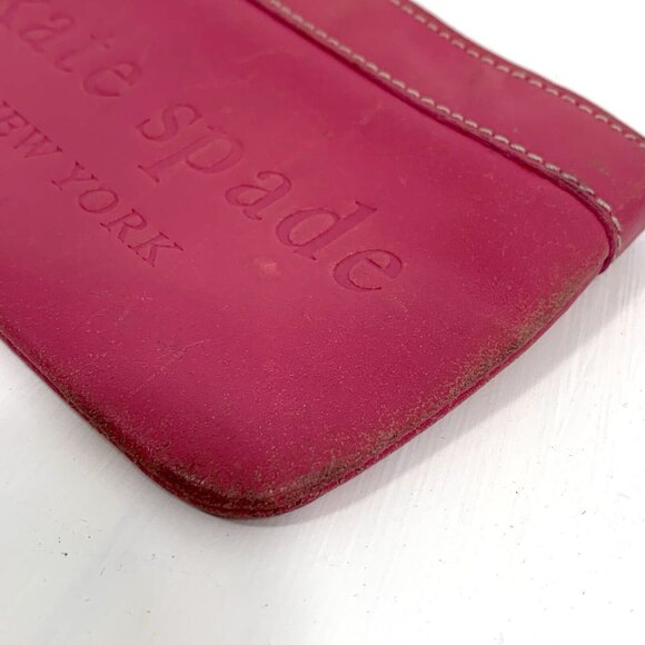 KATE SPADE Barbie Pink Key Chain Card Holder Zip Top Leather Bill & Coin Wallet - Picture 3 of 9